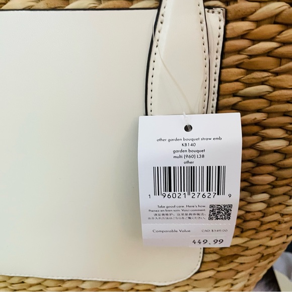 • NWT KATE SPADE OTHER GARDEN BOUQUET STRAW TOTE LARGE GREEN YELLOW MULTI OTHER - Picture 8 of 10